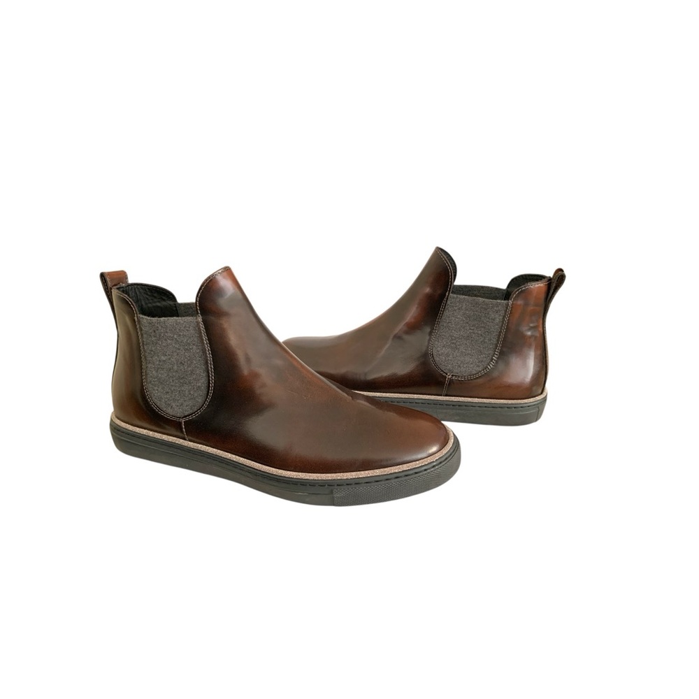 BRUNELLO CUCINELLI Monili Brown Leather Crystal Chelsea Boots
